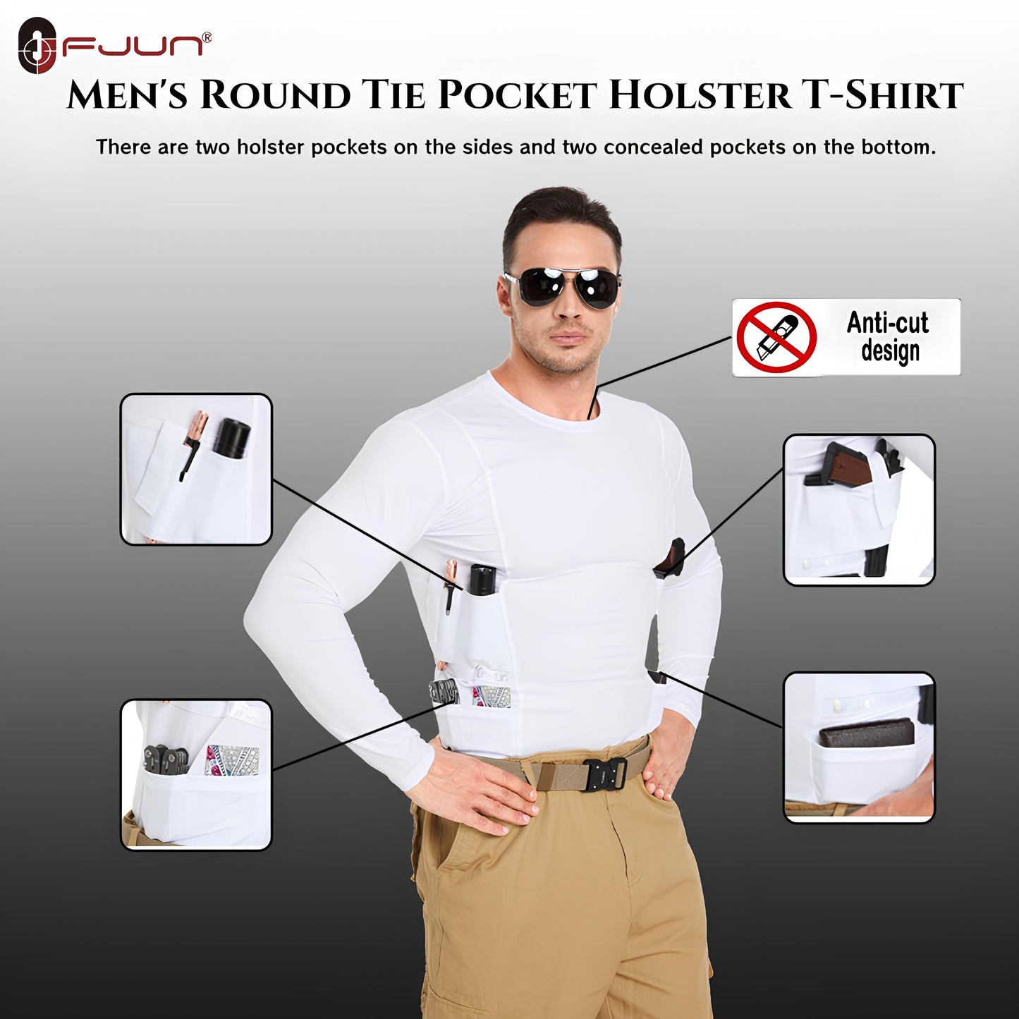 “Tactical Crew Neck Tee with Integrated Holster”