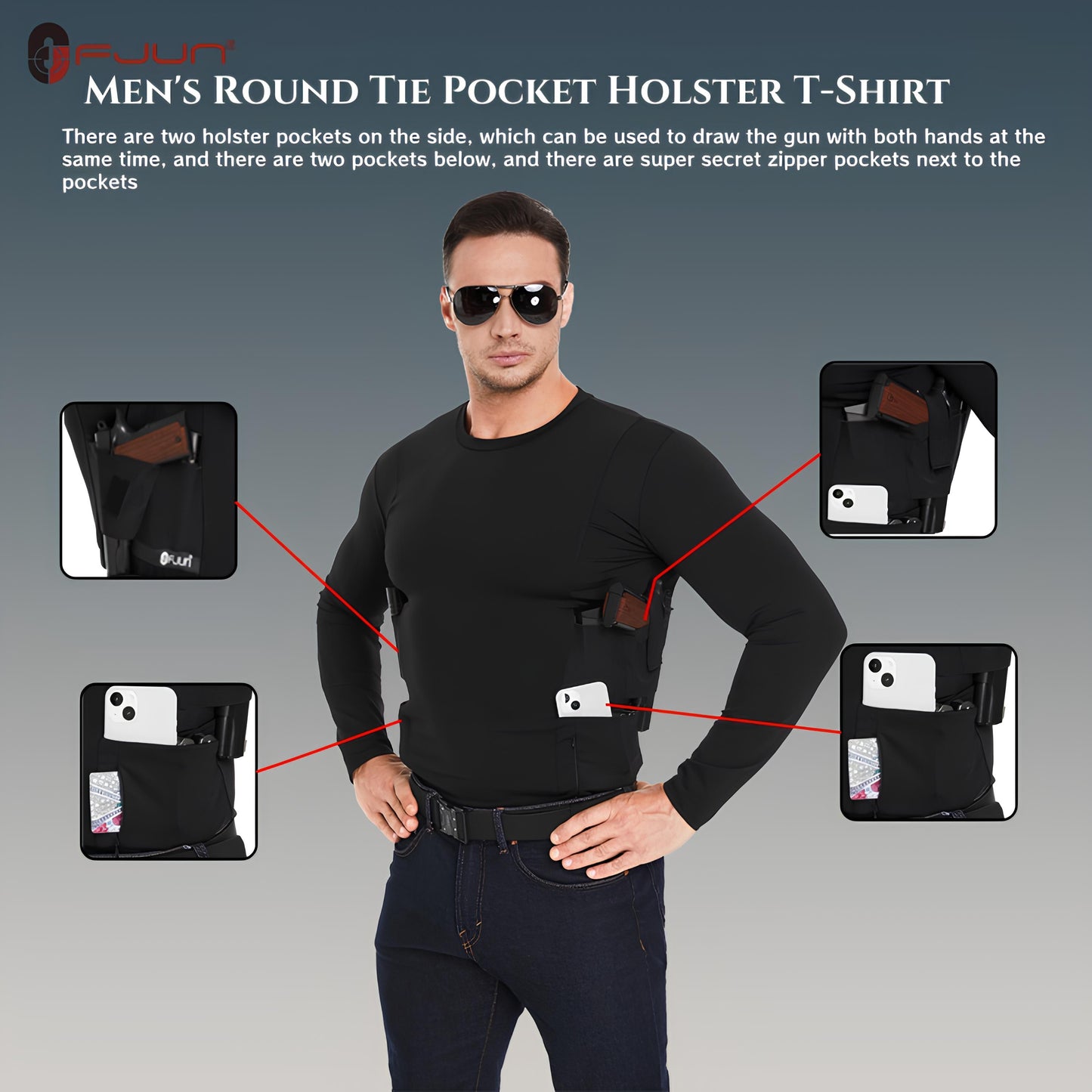 “Tactical Crew Neck Tee with Integrated Holster”