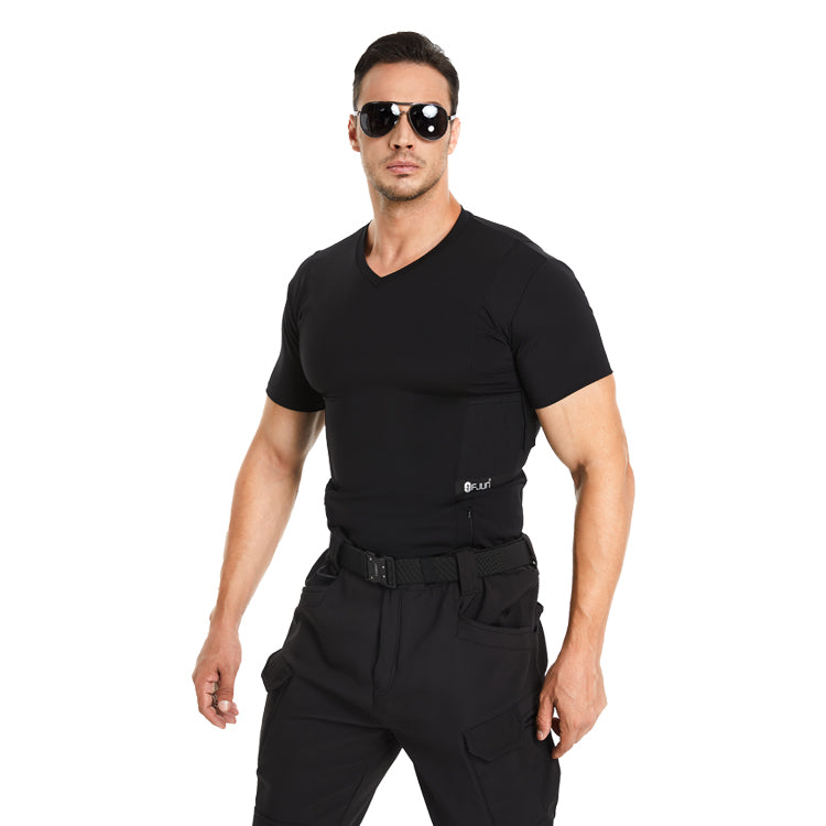 “Tactical Crew Neck Tee with Integrated Holster”