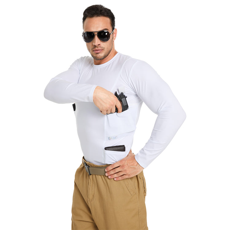 “Tactical Crew Neck Tee with Integrated Holster”