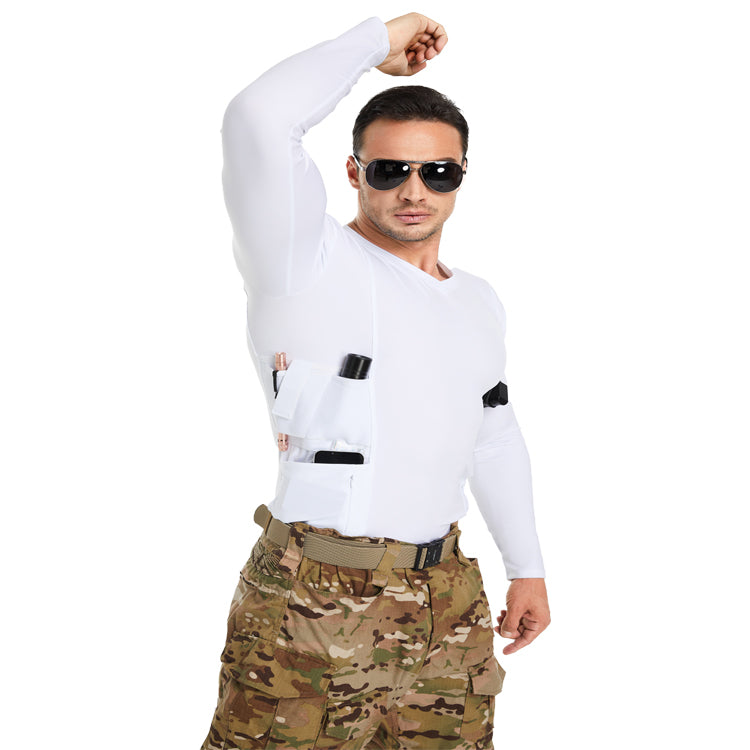 Tactical crew neck T-shirt with built-in holster