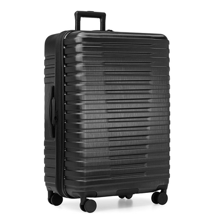 FJUN Polycarbonate Hardshell Rugged Travel Luggage with 8 Spinner Wheels, Aluminum Handle, Black, Checked Large 30"