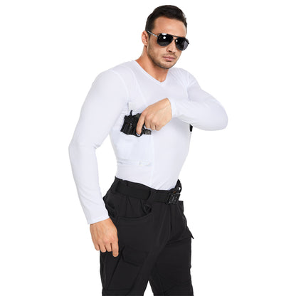 Men‘s Long Sleeve Concealed Carry V-Neck Tee