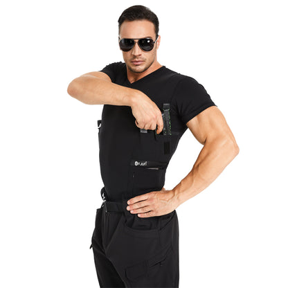 “Tactical Crew Neck Tee with Integrated Holster”