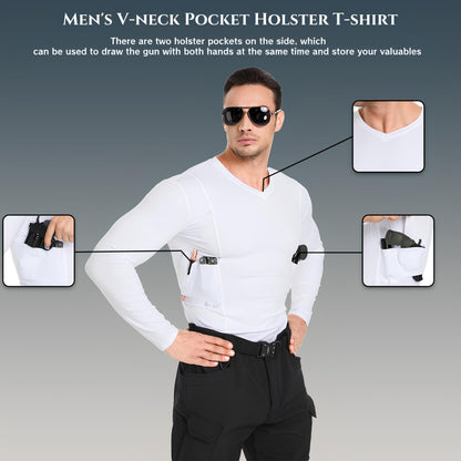 Men‘s Long Sleeve Concealed Carry V-Neck Tee