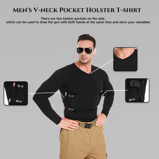 Men‘s Long Sleeve Concealed Carry V-Neck Tee