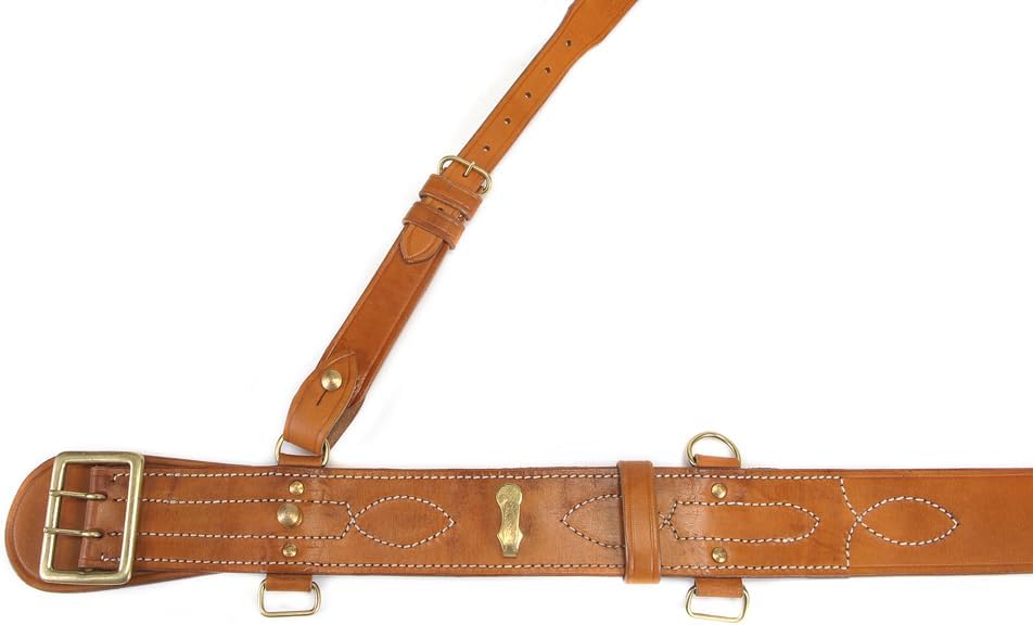 FJUN Belt with Shoulder Strap, Brown Leather, Fits 46" - 50"