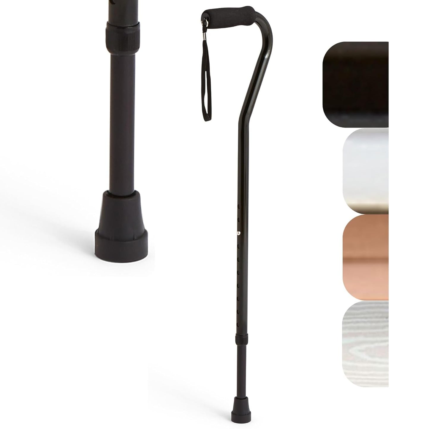 FJUN Aluminum Offset Cane for Seniors and Adults, Portable and Lightweight