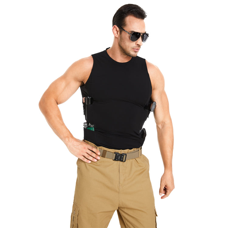 “Round-Neck Tactical Vest with Integrated Holster”