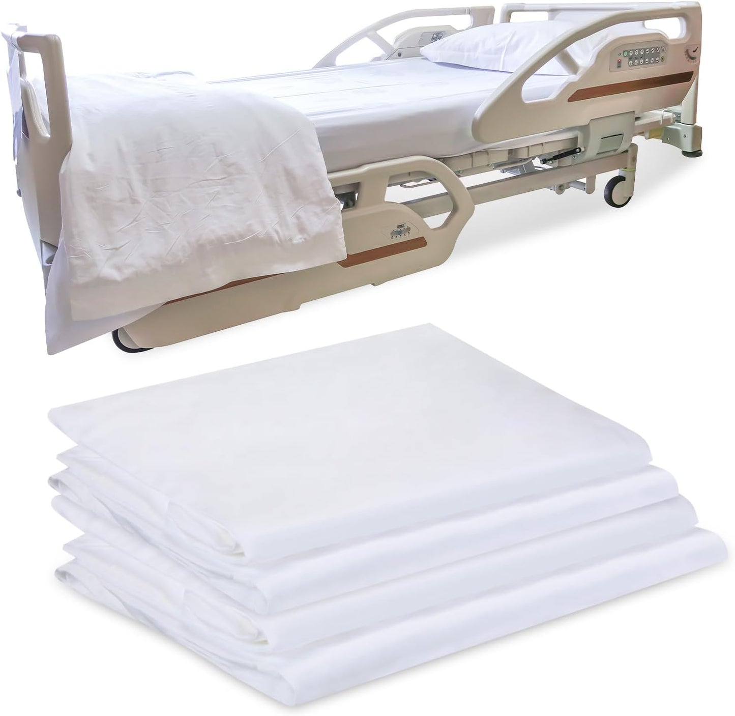 FJUN Hospital Fitted Sheet Polyester and Cotton Hospital Fitted Sheet White Soft and Comfortable Single Bed Sheet