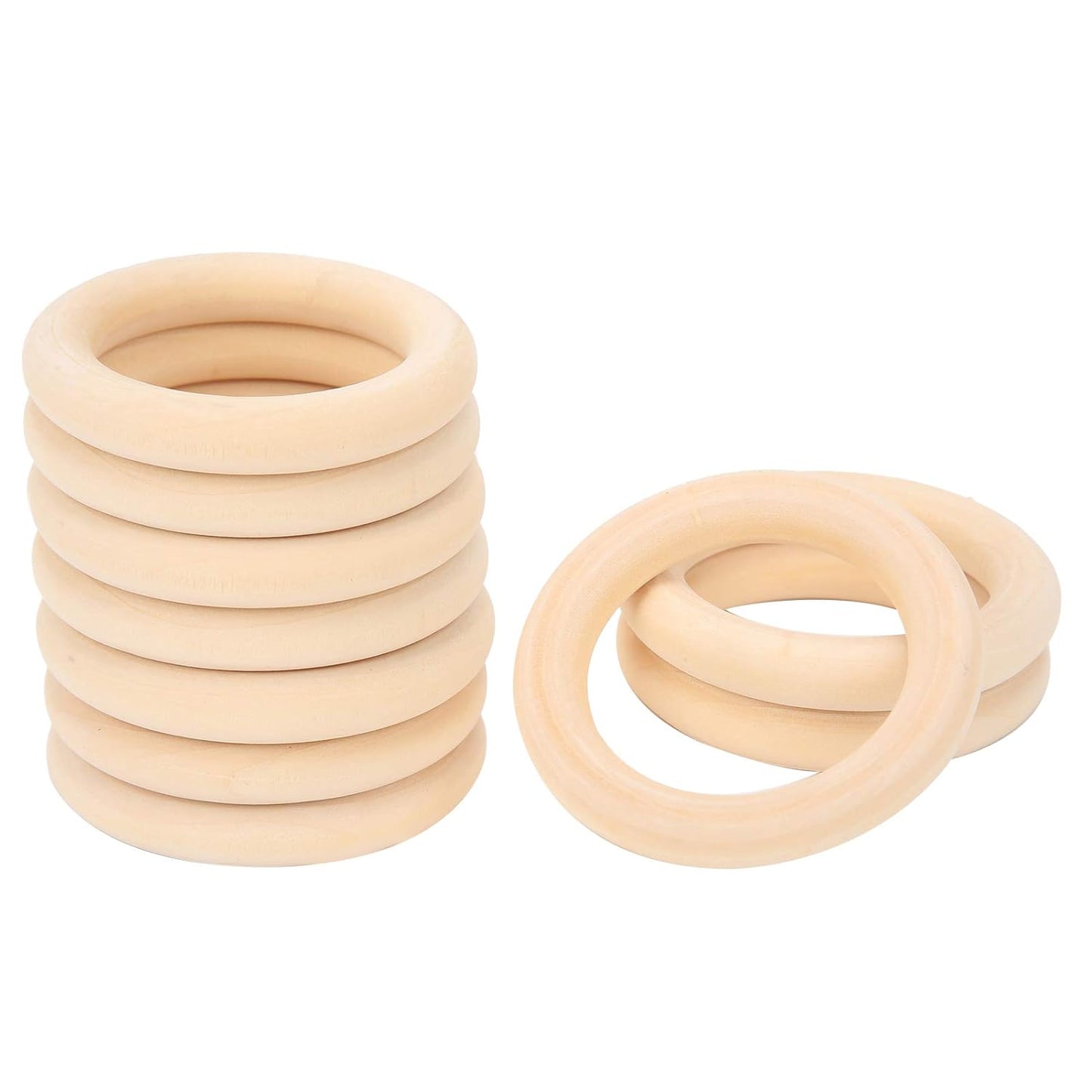 FJUN Natural Wood Ring Unpainted Smooth Teething Ring