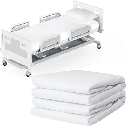 FJUN Hospital Fitted Sheet Polyester and Cotton Hospital Fitted Sheet White Soft and Comfortable Single Bed Sheet