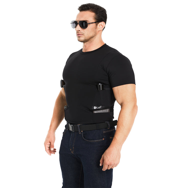 “Tactical Crew Neck T-Shirt with Built-In Holster”