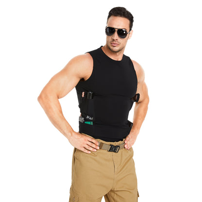 “Round-Neck Tactical Vest with Integrated Holster”