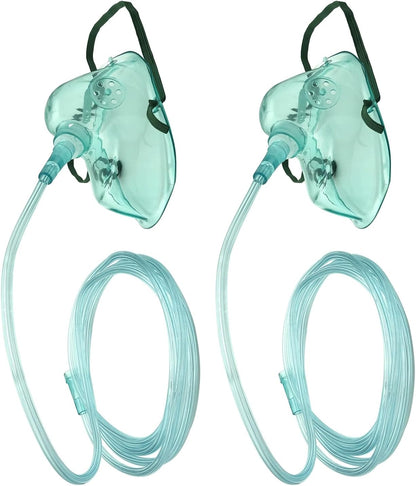 FJUN Adult Face Oxygen Mask with 6.6 Inch Tube and Adjustable Elastic Strap