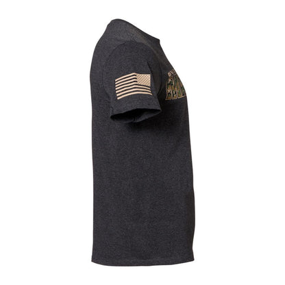 T-Shirt USMC Camo Text Heather Black