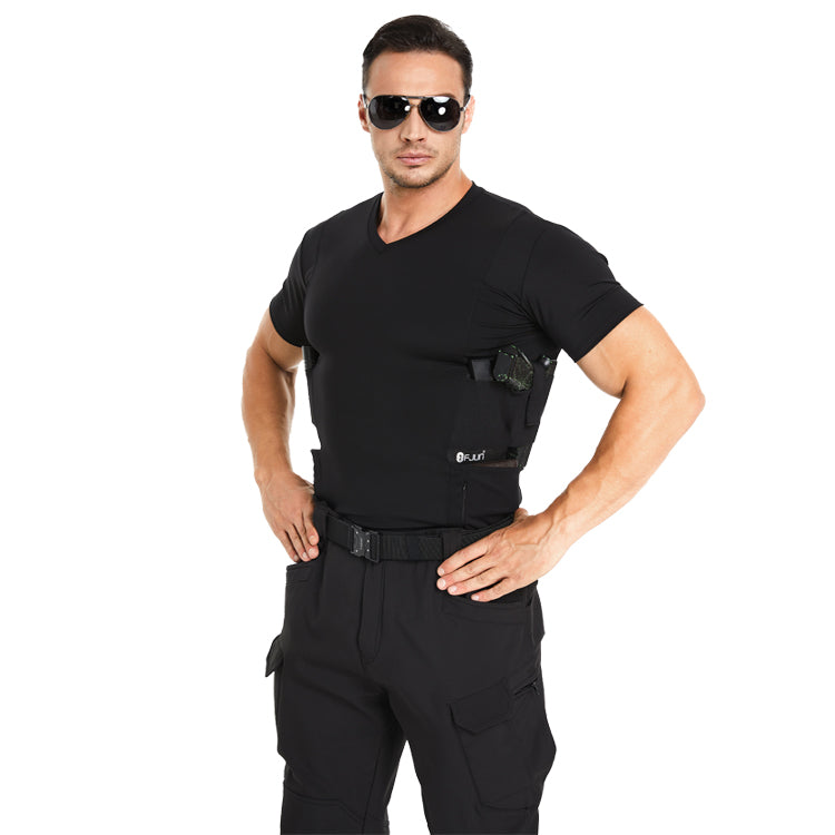 “Tactical Crew Neck Tee with Integrated Holster”