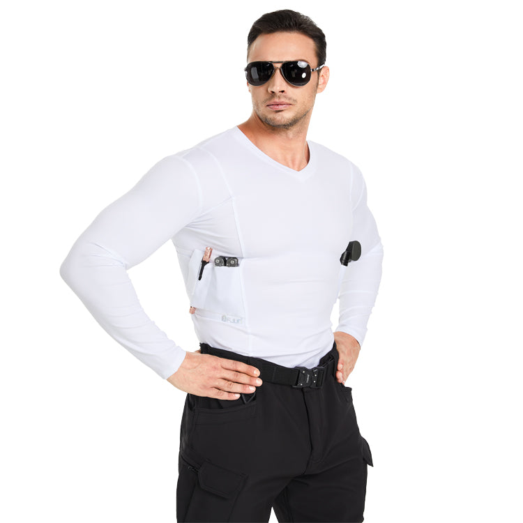 Men‘s Long Sleeve Concealed Carry V-Neck Tee