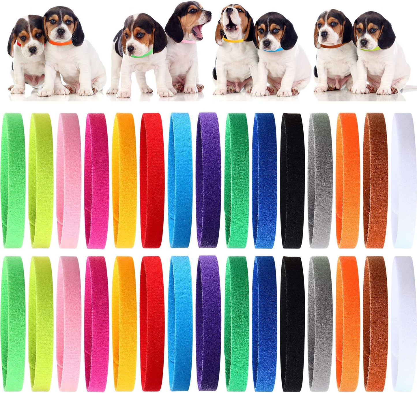 FJUN 15 Colors Puppy ID Collar Soft Reusable for Newborn Pets Dogs Cats