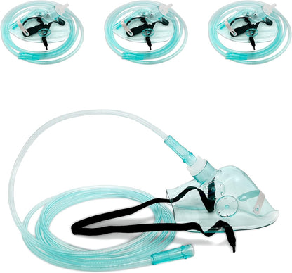 FJUN Adult Face Oxygen Mask with 6.6 Inch Tube and Adjustable Elastic Strap