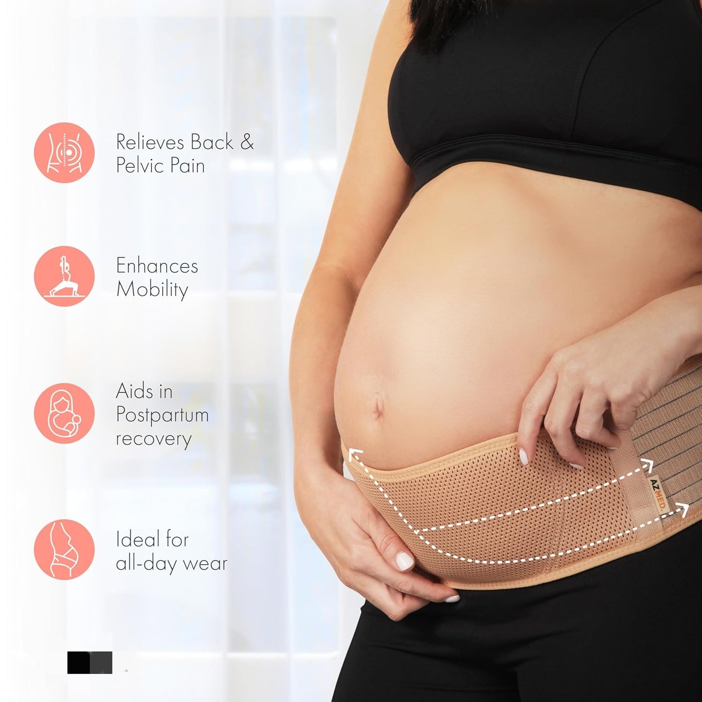 FJUN Medical Pregnancy Belly Belt - Pregnancy Belly Belt for Abdomen Pelvis Waist Back Support