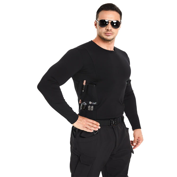 “Tactical Crew Neck Tee with Integrated Holster”