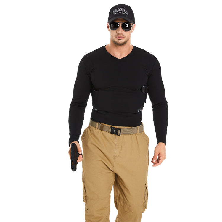 Men‘s Long Sleeve Concealed Carry V-Neck Tee