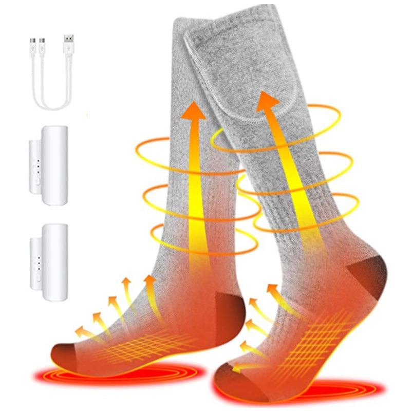 Winter Warm Heated Socks USB Charging Long Socks to Keep Cold