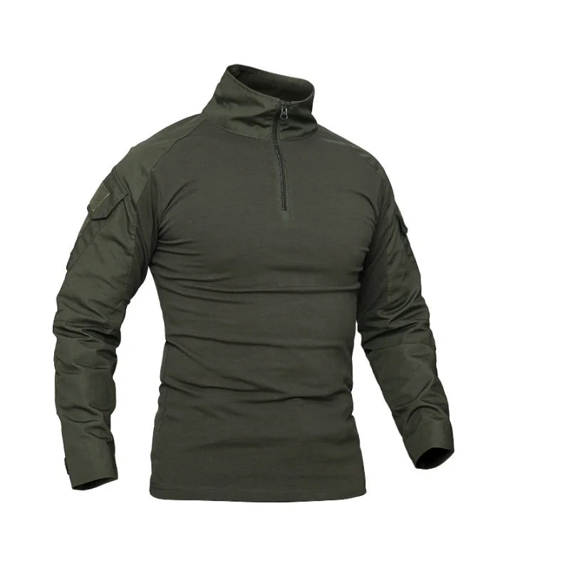 Outdoor Tactical Hiking T-Shirts Men Combat Military CP Camouflage Long Sleeve Hunting Climbing Shirt Cotton Sport Clothes