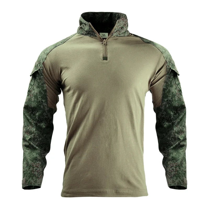 Outdoor Tactical Hiking T-Shirts Men Combat Military CP Camouflage Long Sleeve Hunting Climbing Shirt Cotton Sport Clothes