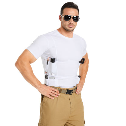 “Tactical Crew Neck T-Shirt with Built-In Holster”