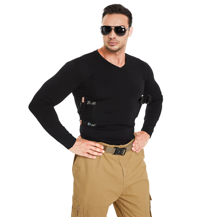 Men‘s Long Sleeve Concealed Carry V-Neck Tee